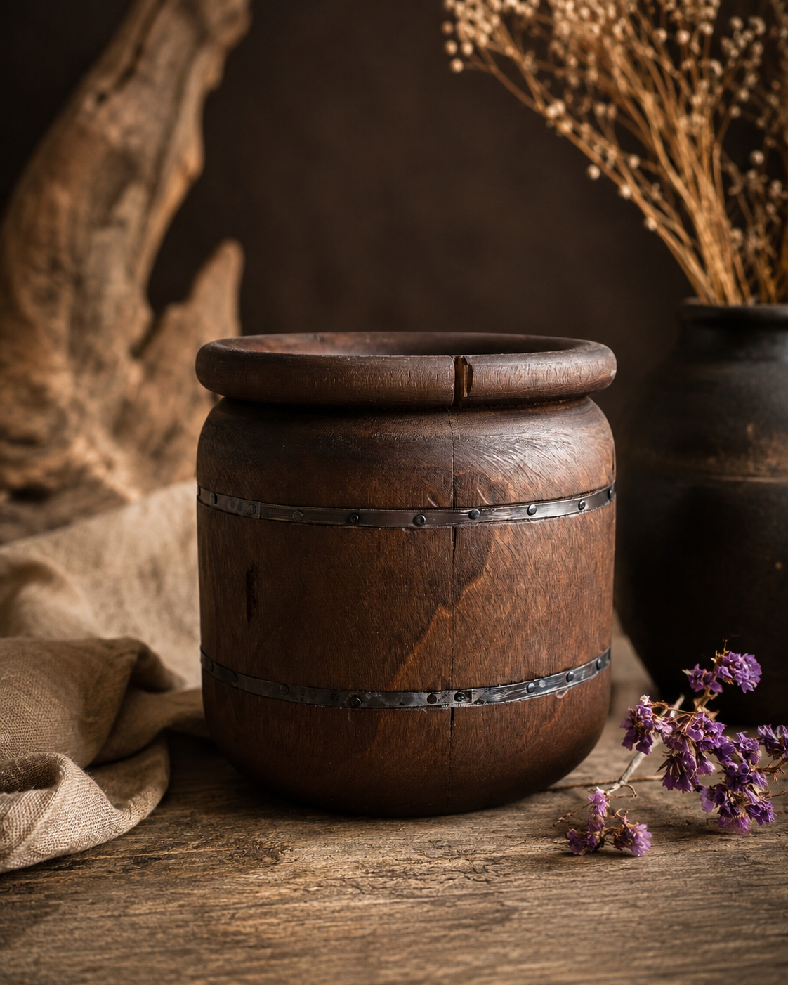 بانکه چوبی وینتیج | جای قاشق و چنگال